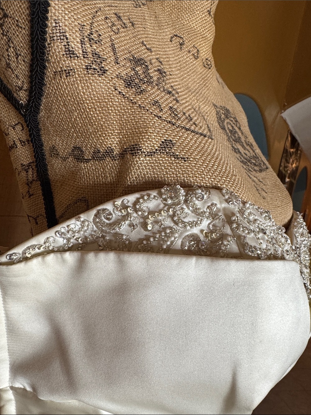 Eden Bridals Ivory Strapless Wedding Gown Size 10 Beaded Sweetheart Neckline - Picture 9 of 16